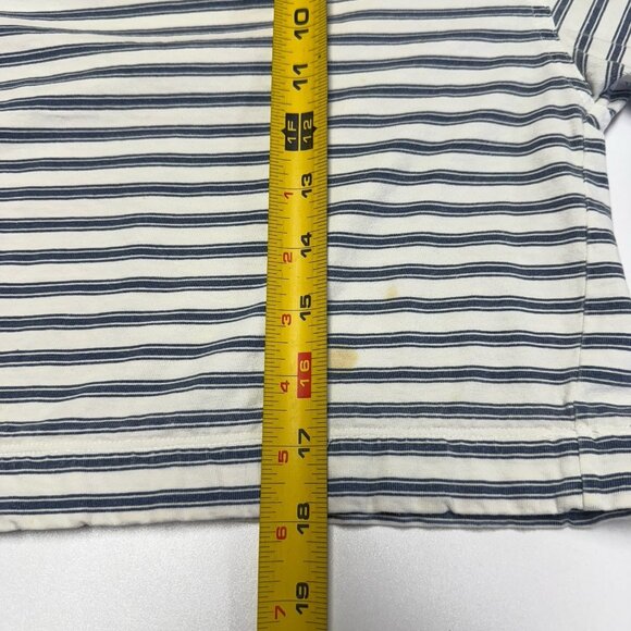 Vintage Code Bleu Crop Top T Shirt Womens Small 20x18 White/Blue Striped 90s - Picture 12 of 12